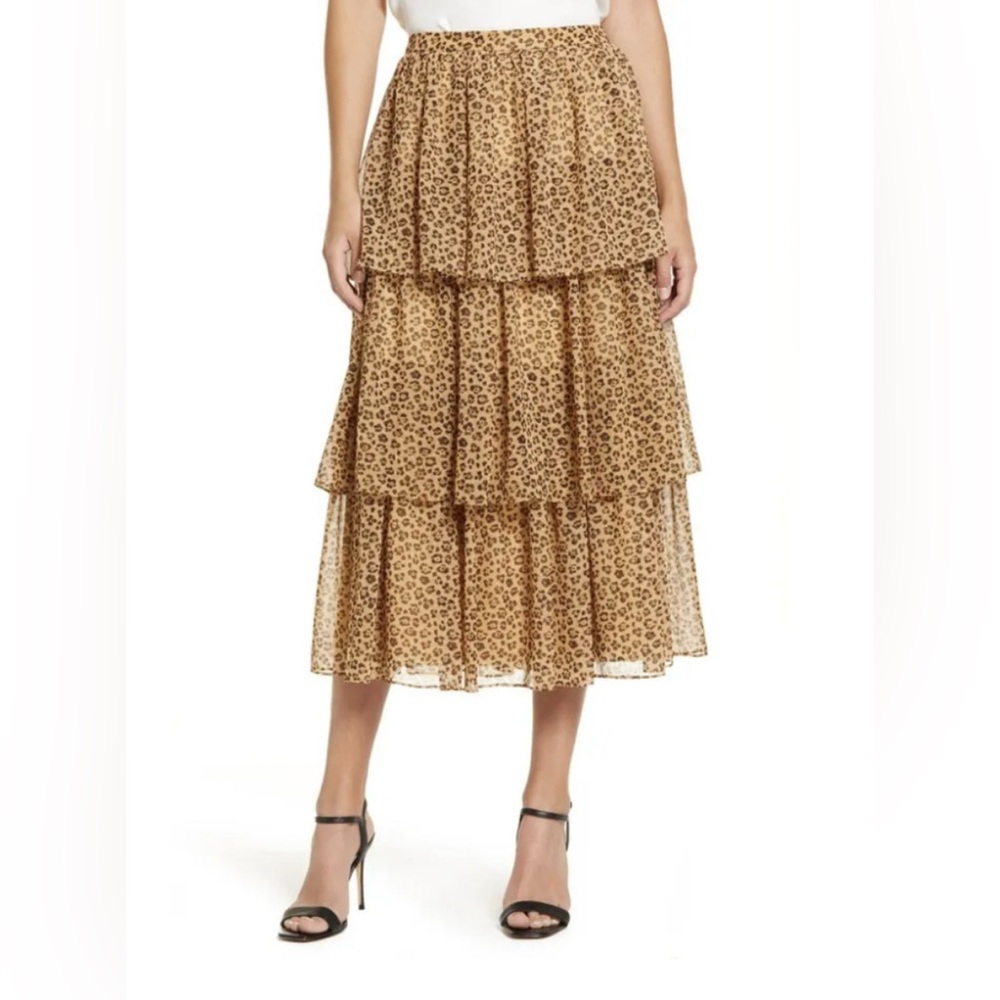 NWT Rachel Parcell Cheetah Midi Skirt